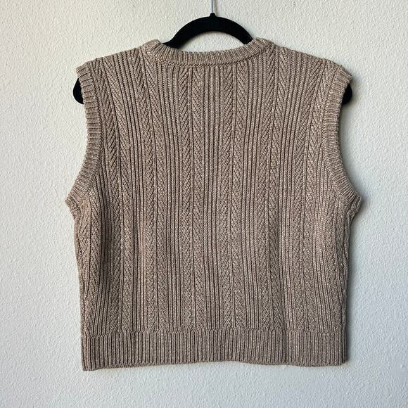 Who What Wear Knox Cable Knit Sweater Vest in Camel Brown Size M - Picture 5 of 5